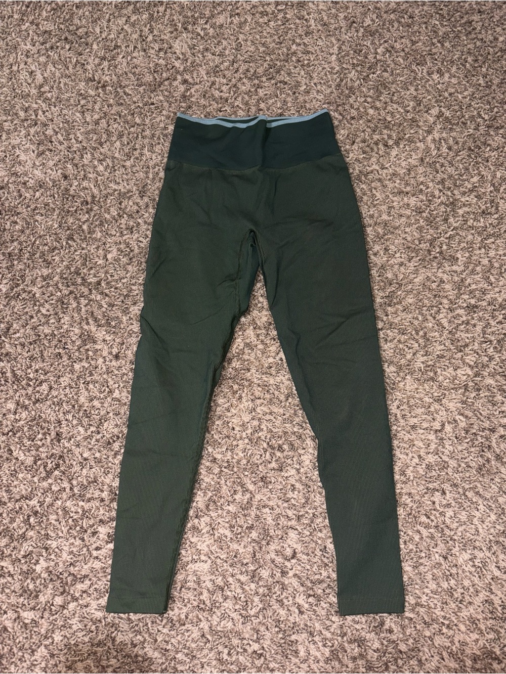 Outdoor Voices Seamless Ribbed Dark Green High-Rise Leggings